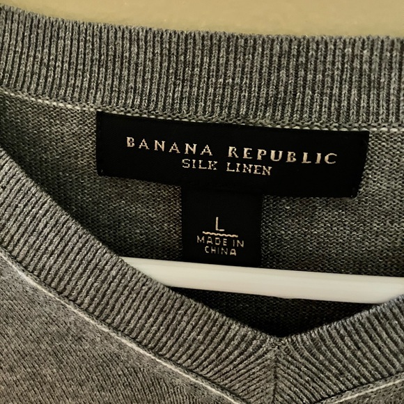 Men’s Banana Republic Silk Linen V-Neck Sweater (Gray, Size L) - Picture 1 of 2